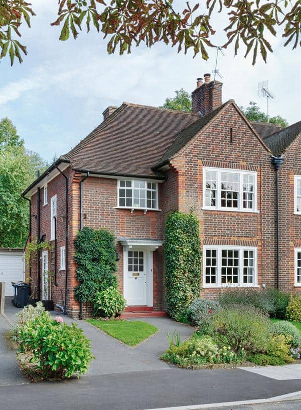 Front of a British home in a London suburb of England, UK